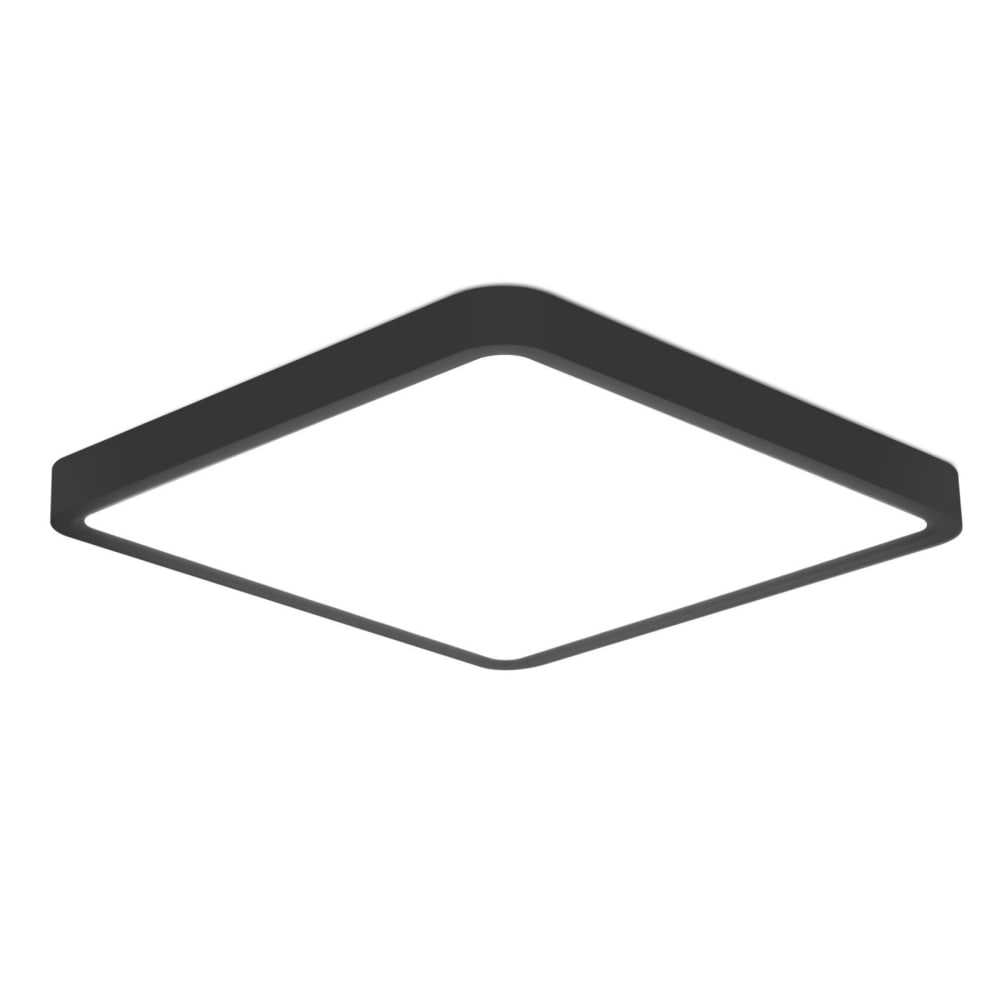 Plafonnier en plastique noir 23x23x2.4cm led 6000k 18w