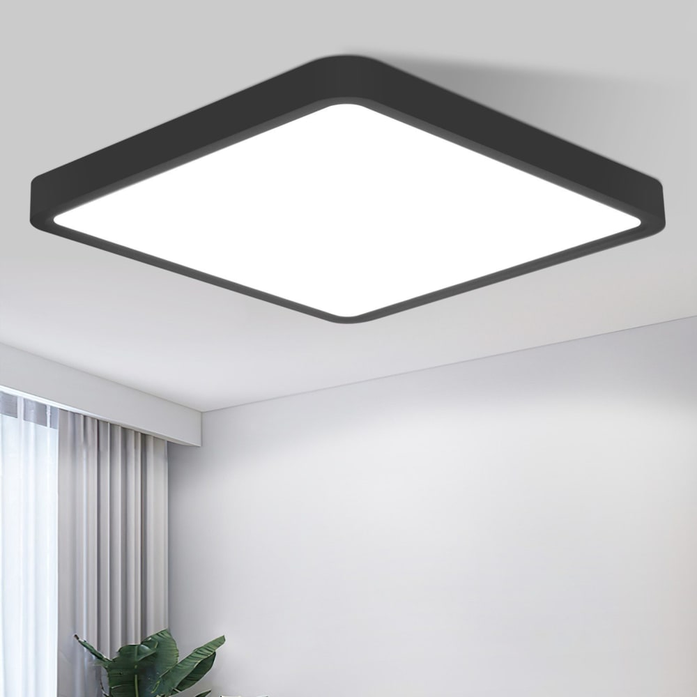 Plafonnier en plastique noir 23x23x2.4cm led 6000k 18w — vue 3