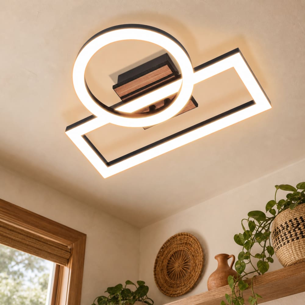 Plafonnier en fer noir 34.5x28x8cm led 3000k 14w — vue 3