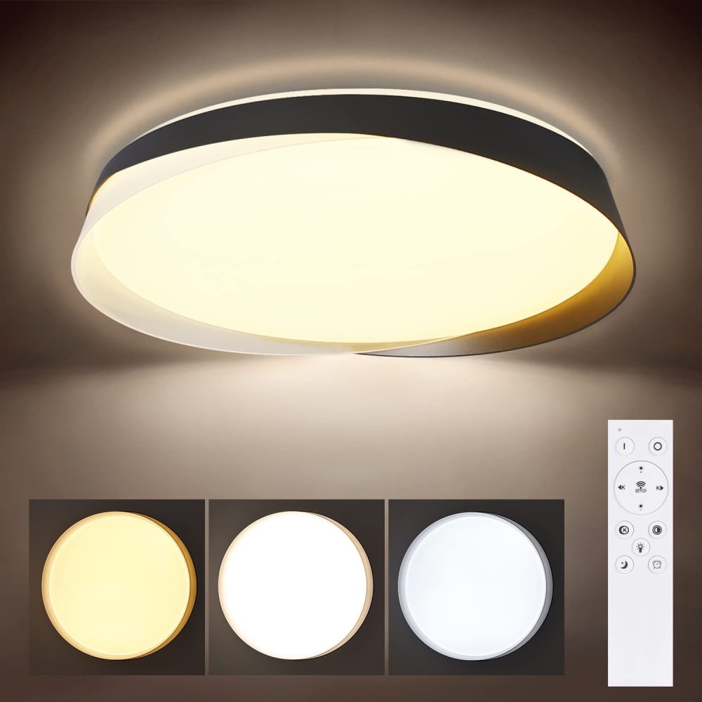 Plafonnier en pvc blanc 42x41x9.5cm led intensité variable 36w — vue 3