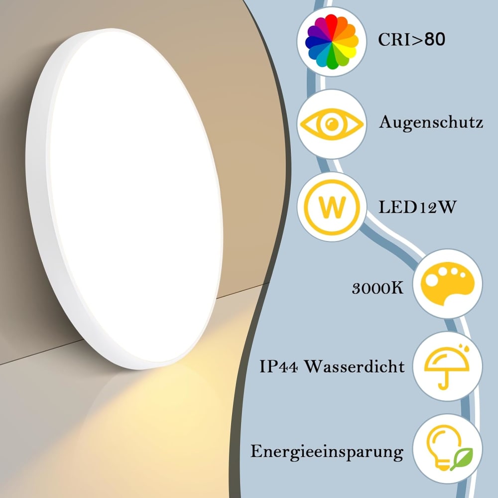 Plafonnier en pvc blanc 21x21x5.7cm led 3000k 12w — vue 4