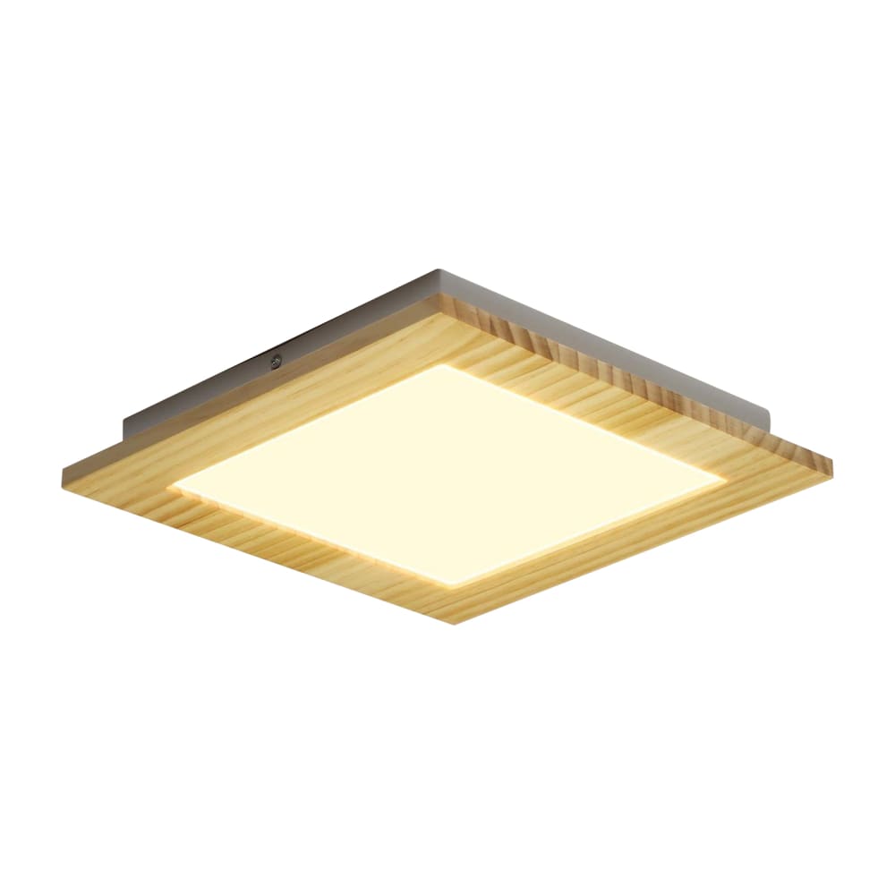 ZMH Deckenleuchte Holz 30x30x4.2cm Holzfarbton LED 3000K 17W style modern Braun Holz