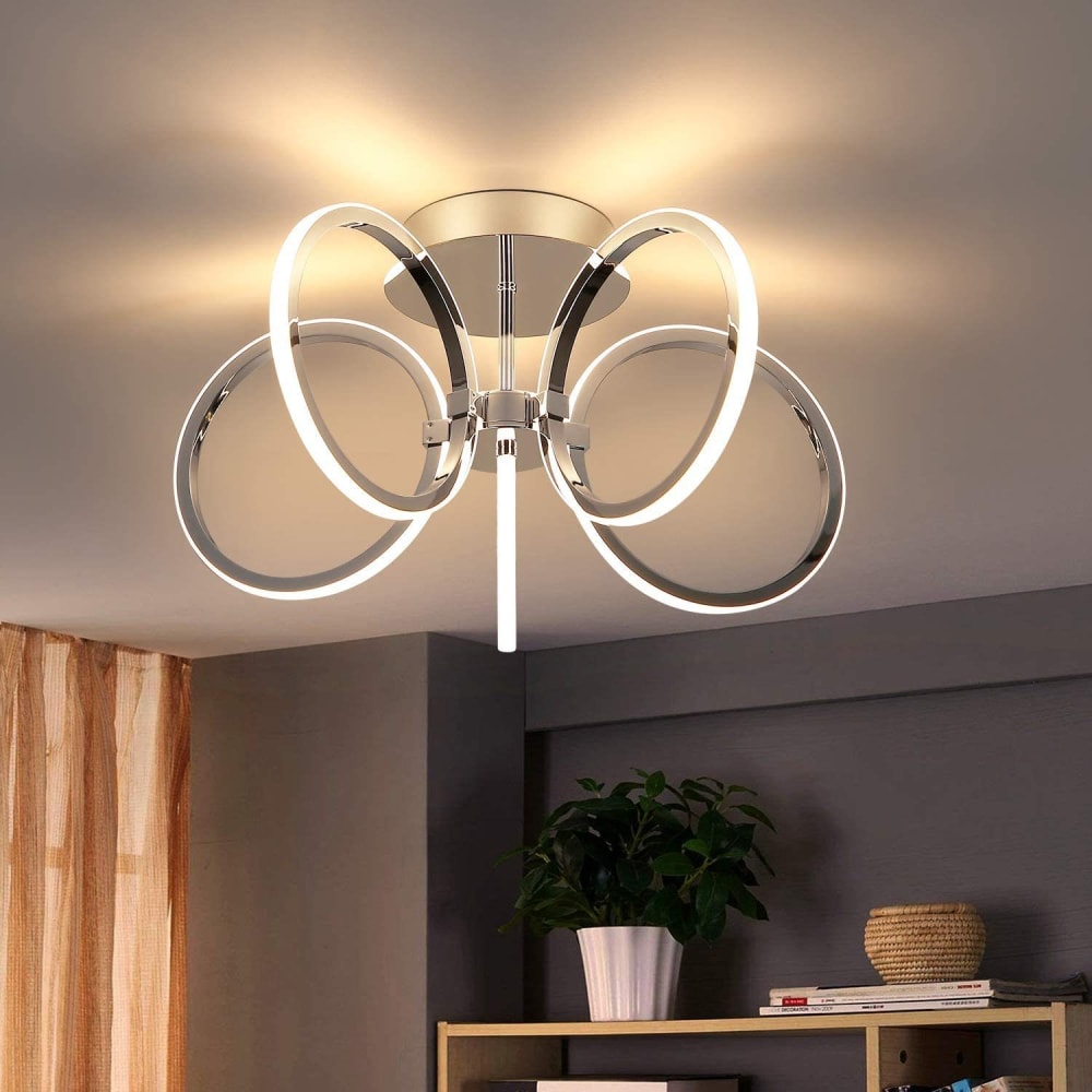 Plafonnier en aluminium argenté 47x47x26cm led 3000k 37w — vue 3