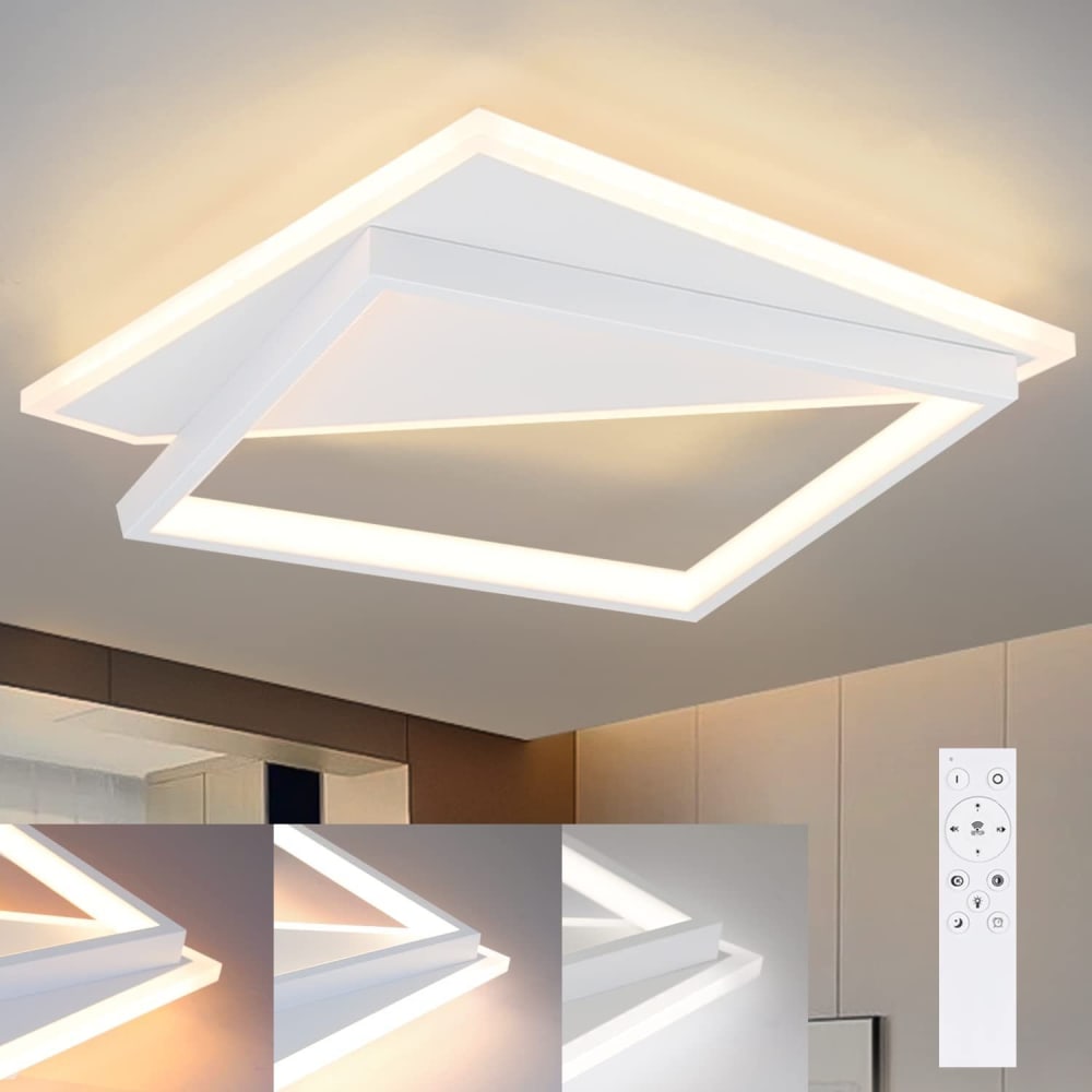 Plafonnier en acrylique blanc 35x35x5.5cm led intensité variable 40w — vue 3