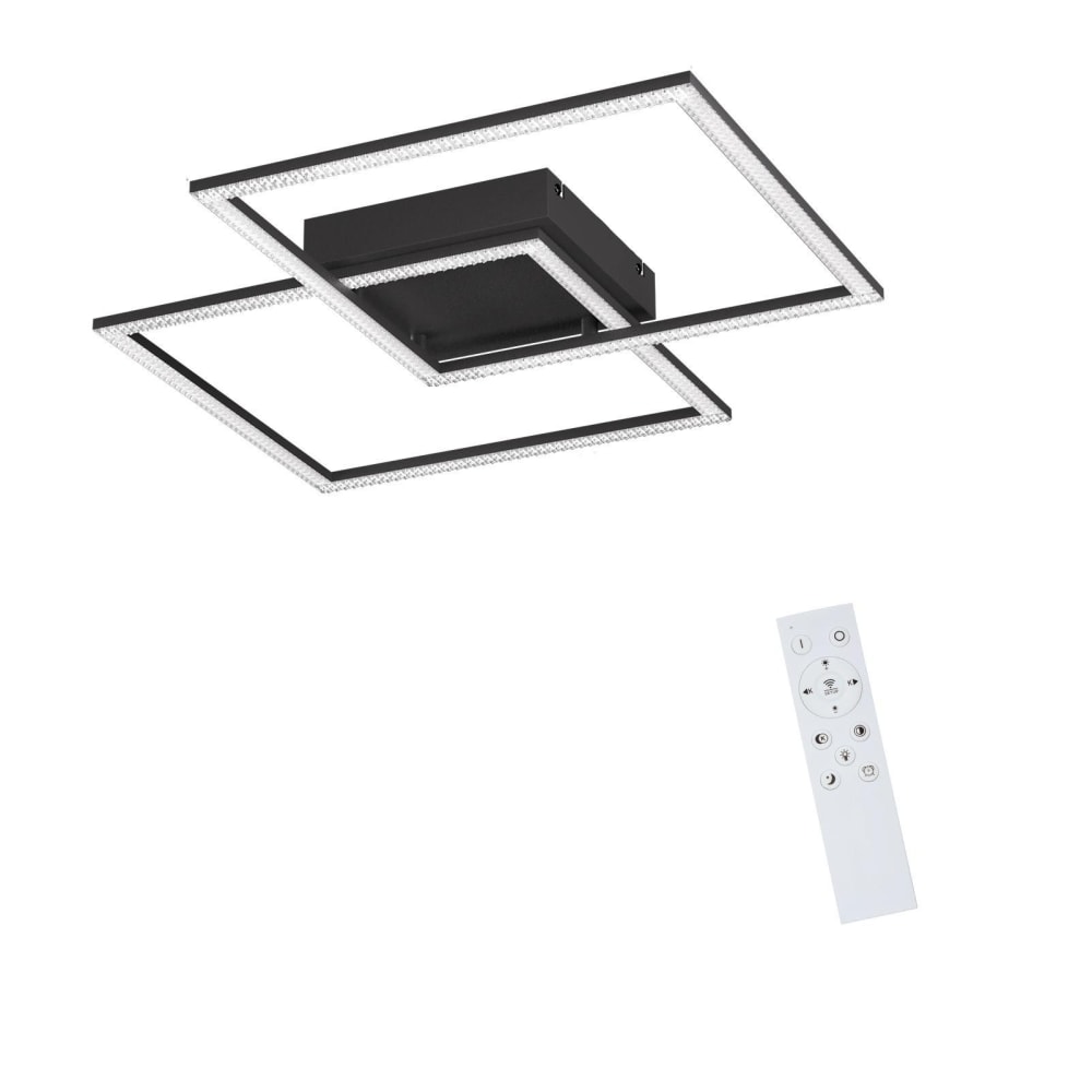 Plafonnier en fer noir 54x54x7.5cm led intensité variable 52w