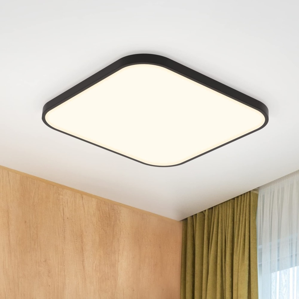 Plafonnier en plastique noir 27x27x2.5cm led 4000k 19w — vue 3
