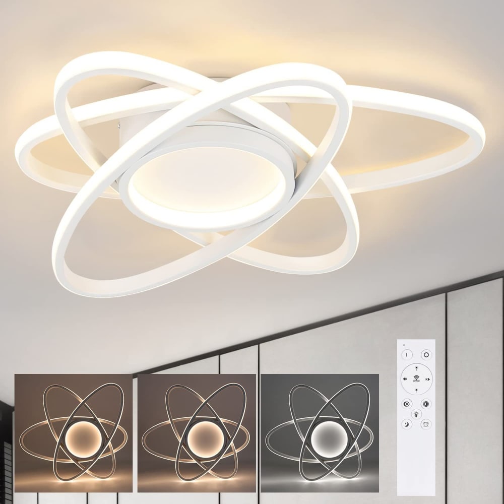 Plafonnier en plastique blanc 42x42x8.5cm led intensité variable 77w — vue 3