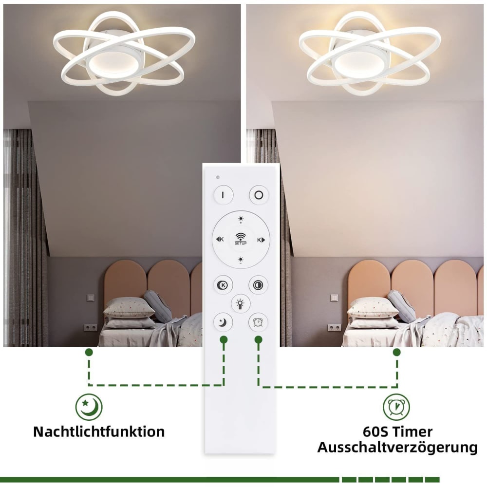 Plafonnier en plastique blanc 42x42x8.5cm led intensité variable 77w — vue 4