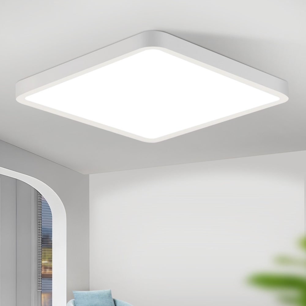 Plafonnier en plastique blanc 23x23x2.4cm led 6000k 18w — vue 3