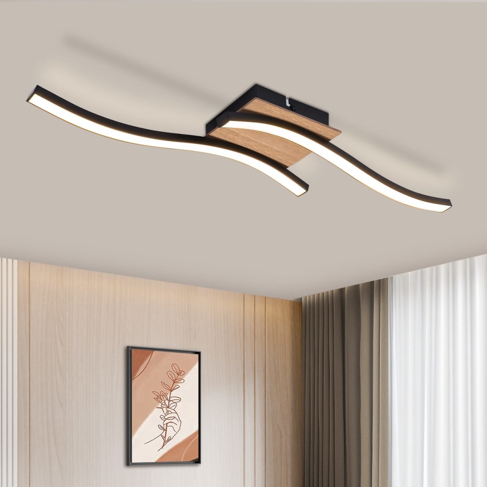 Plafonnier en fer aluminium noir 50.5x12x7.3cm led 3000k 12w — vue 3
