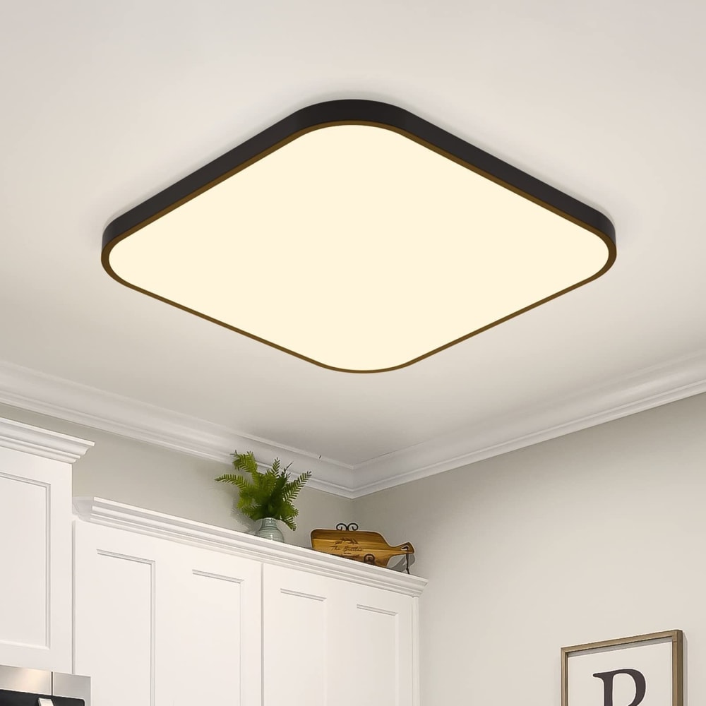 Plafonnier en plastique noir 27x27x2.5cm led 3000k 19w — vue 3