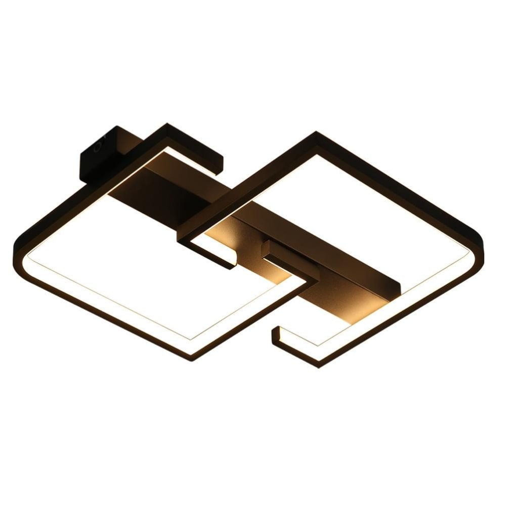 Plafonnier en fer aluminium noir 30x25x4.5cm led 3000k 19w