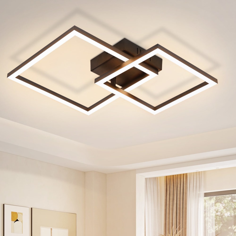 Plafonnier en plastique noir 34.5x34.5x6.7cm led 3000k 20w — vue 3