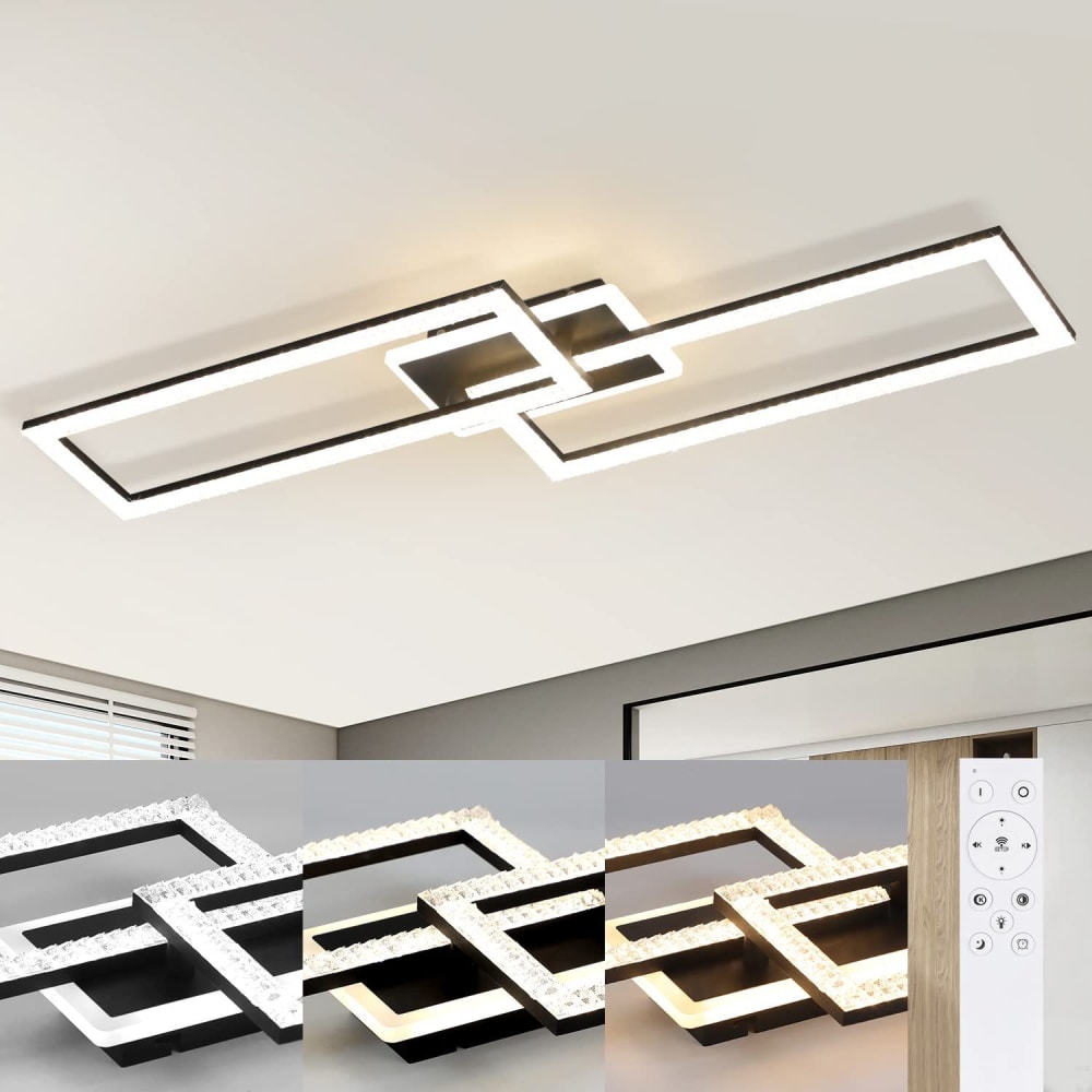 Plafonnier en acrylique noir 80x25.5x7.5cm led intensité variable 56w — vue 3