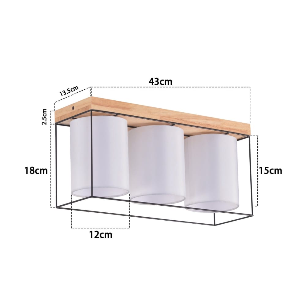 Plafonnier en fer brun 43x13.5x21cm e14 — vue 4