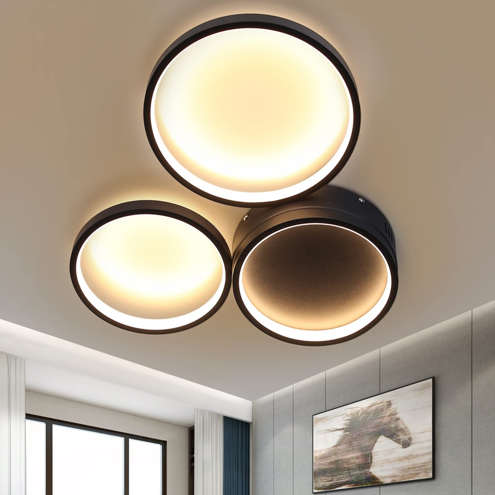 Plafonnier en aluminium noir 43.5x35.5x6cm led 3000k 22w — vue 3