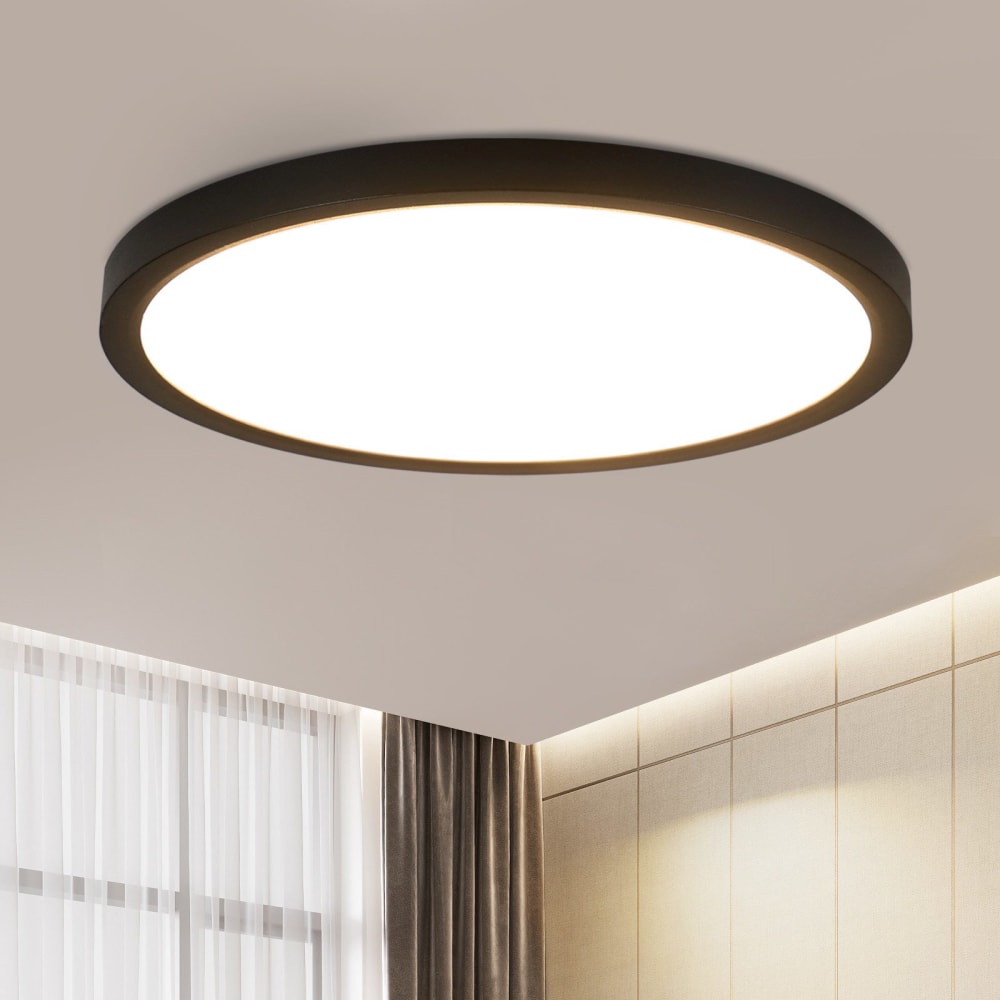 Plafonnier en pvc noir 30x30x2.4cm led 3000k 24w — vue 3