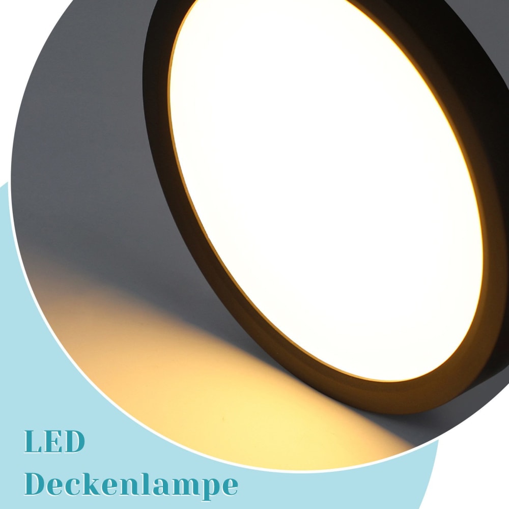 Plafonnier en pvc noir 30x30x2.4cm led 3000k 24w — vue 4