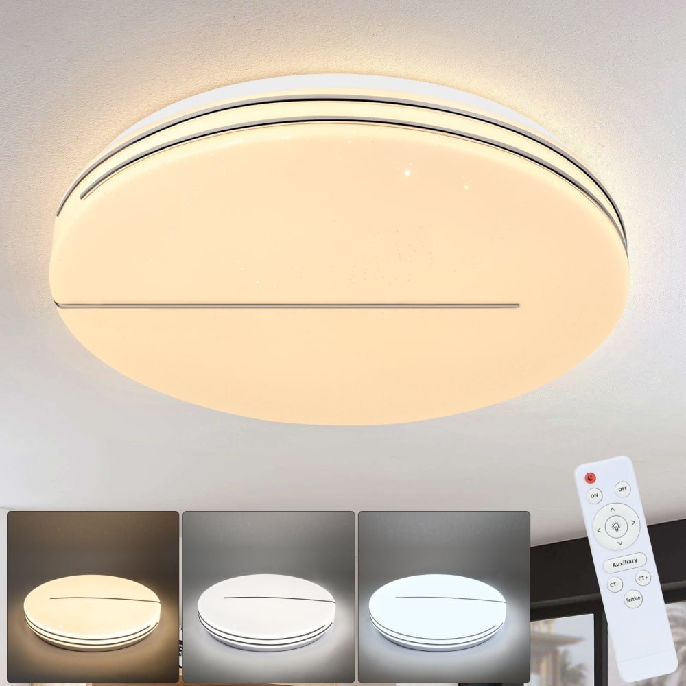 Plafonnier en plastique blanc 40x40x6cm led intensité variable 44w — vue 3