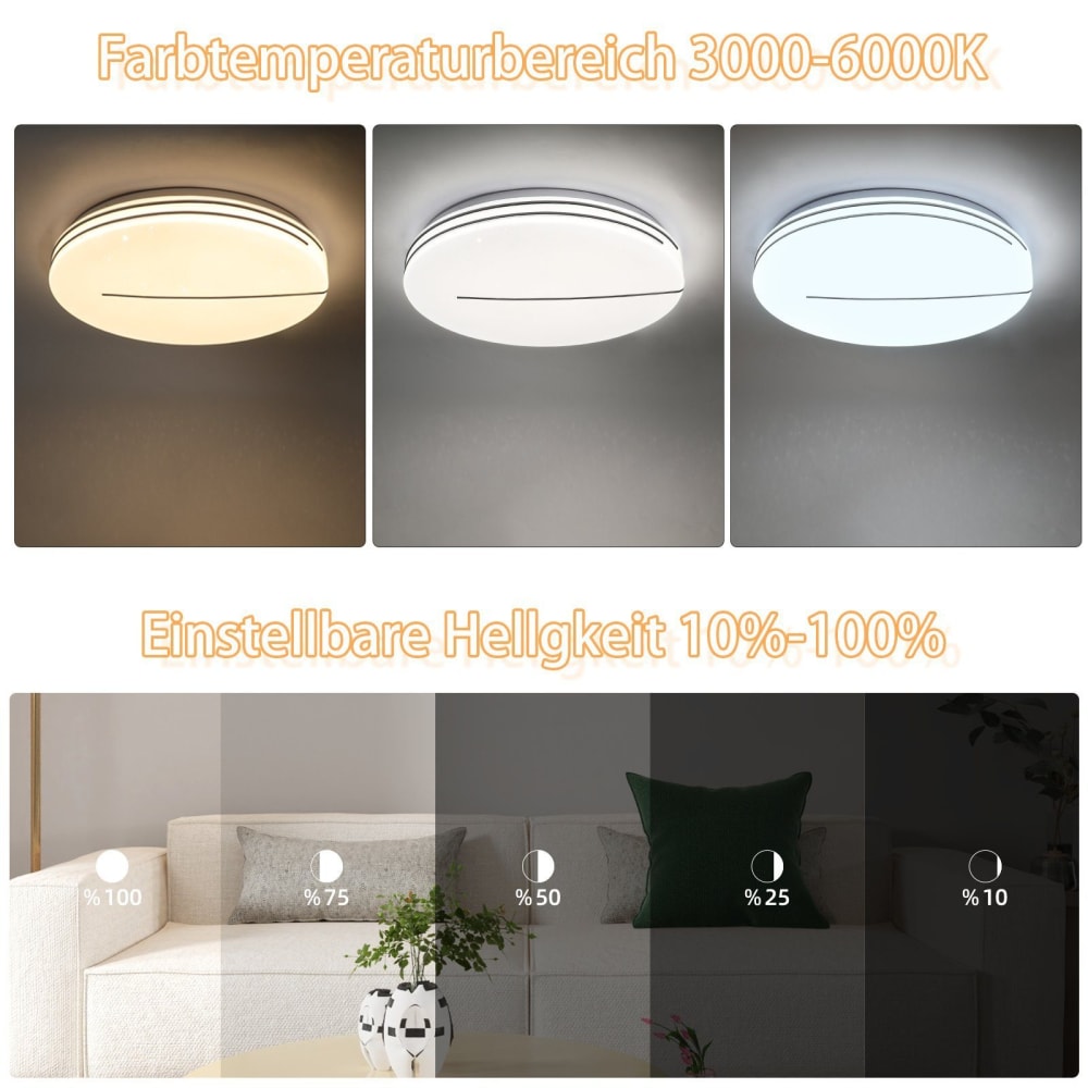 Plafonnier en plastique blanc 40x40x6cm led intensité variable 44w — vue 4