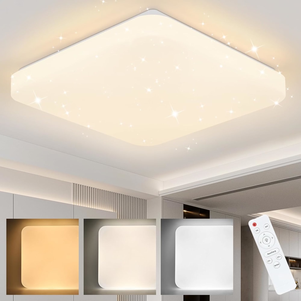 Plafonnier en plastique blanc 30x30x7cm led intensité variable — vue 4