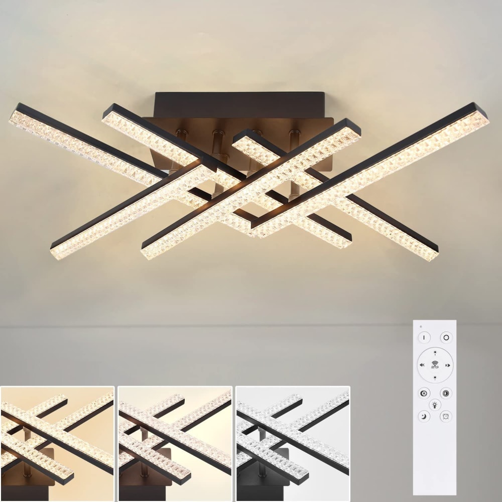 Plafonnier en fer noir 50x36x13cm led intensité variable 36w — vue 3