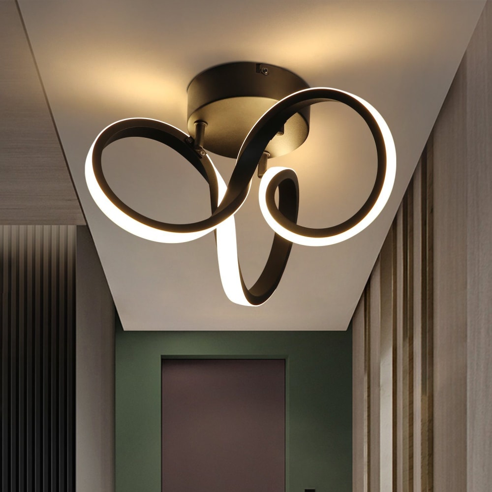Plafonnier en aluminium noir 31x26x20cm led 3000k 19w — vue 3