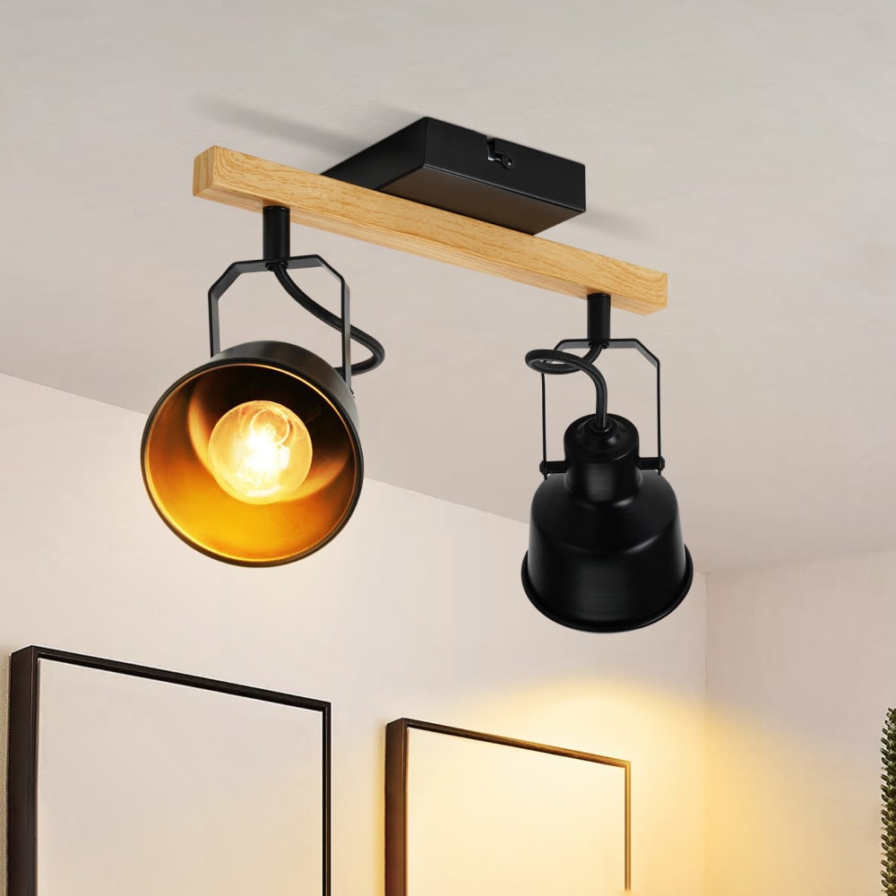 Spot de plafond en fer noir 29x14x19cm e14 — vue 3