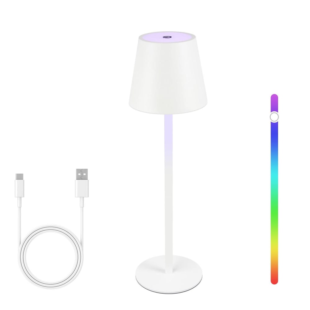ZMH Tischlampe Eisen 11x11x37.5cm Weiß LED Weiß Stahl