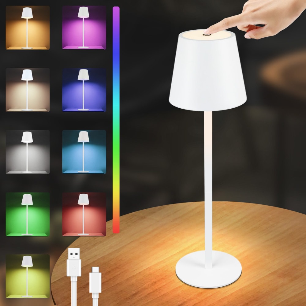 Tischlampe Eisen 11x11x37.5cm Weiß LED - Maisons Du Monde