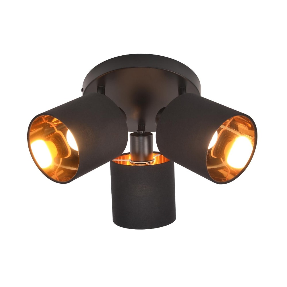 Spot de plafond en fer noir 25x25x16cm e14