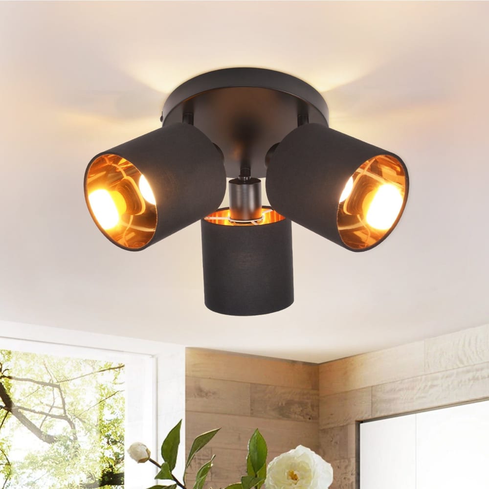 Spot de plafond en fer noir 25x25x16cm e14 — vue 3