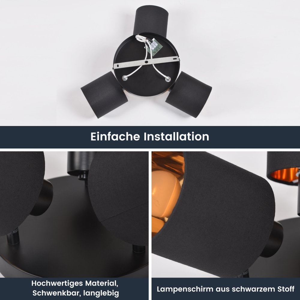 Spot de plafond en fer noir 25x25x16cm e14 — vue 4