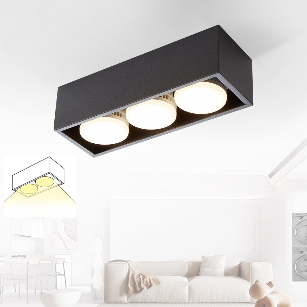 Spot de plafond en fer noir 30x10x8cm — vue 3