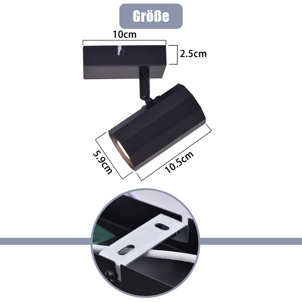 Spot de plafond en fer noir 11.5x6x12.5cm gu10 — vue 4