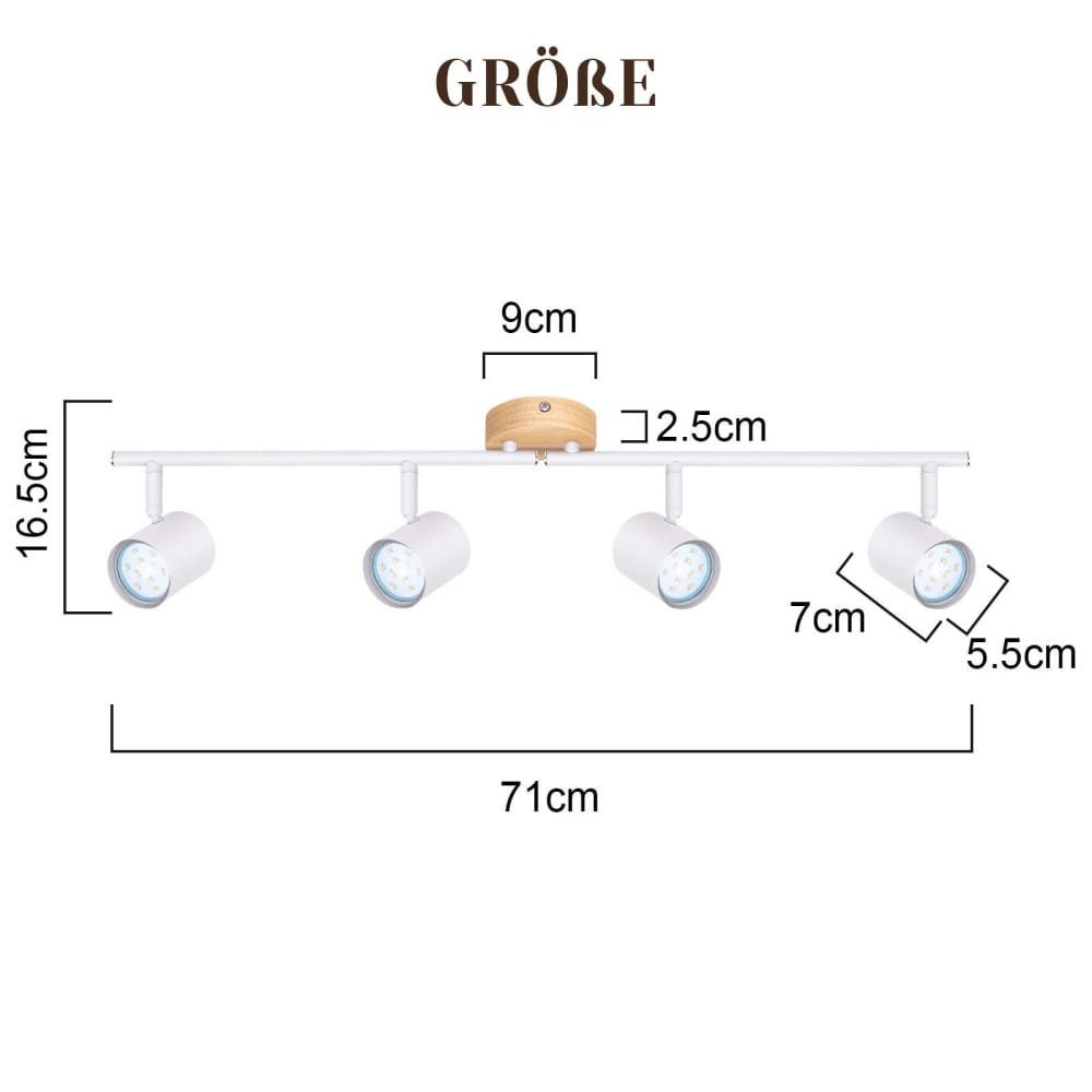 Spot de plafond en fer blanc 72.5x9x14.5cm gu10 — vue 4