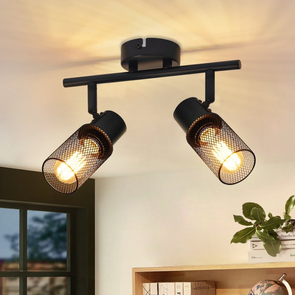 Spot de plafond en fer noir 30x16x21cm e27 — vue 3