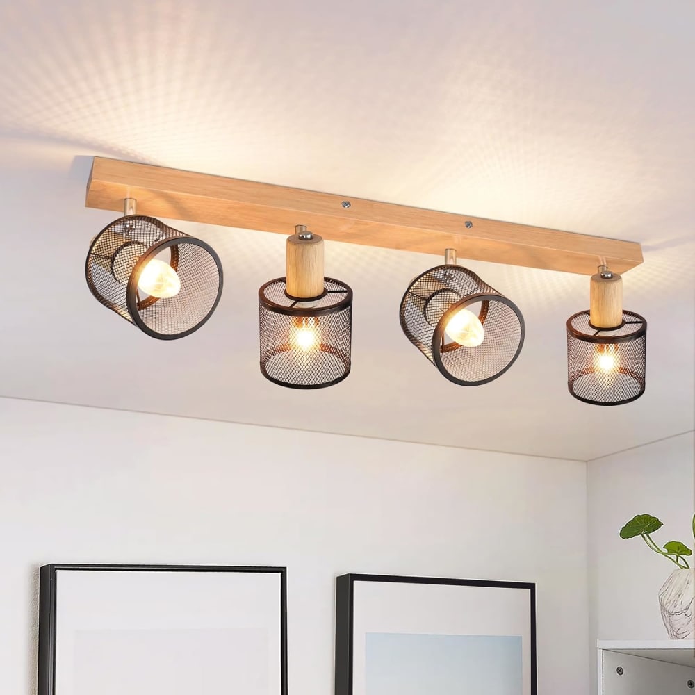 Spot de plafond en fer noir 77.5x16x19cm e14 — vue 3