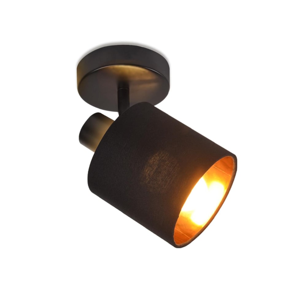 Spot de plafond en fer noir 21x13x13cm e14