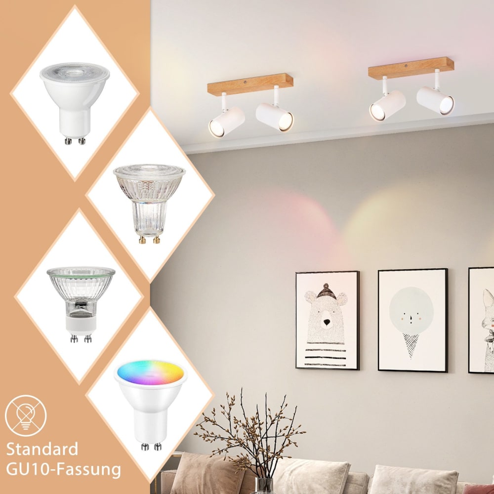 Spot de plafond en fer blanc 25x16.5x5.5cm gu10 — vue 4