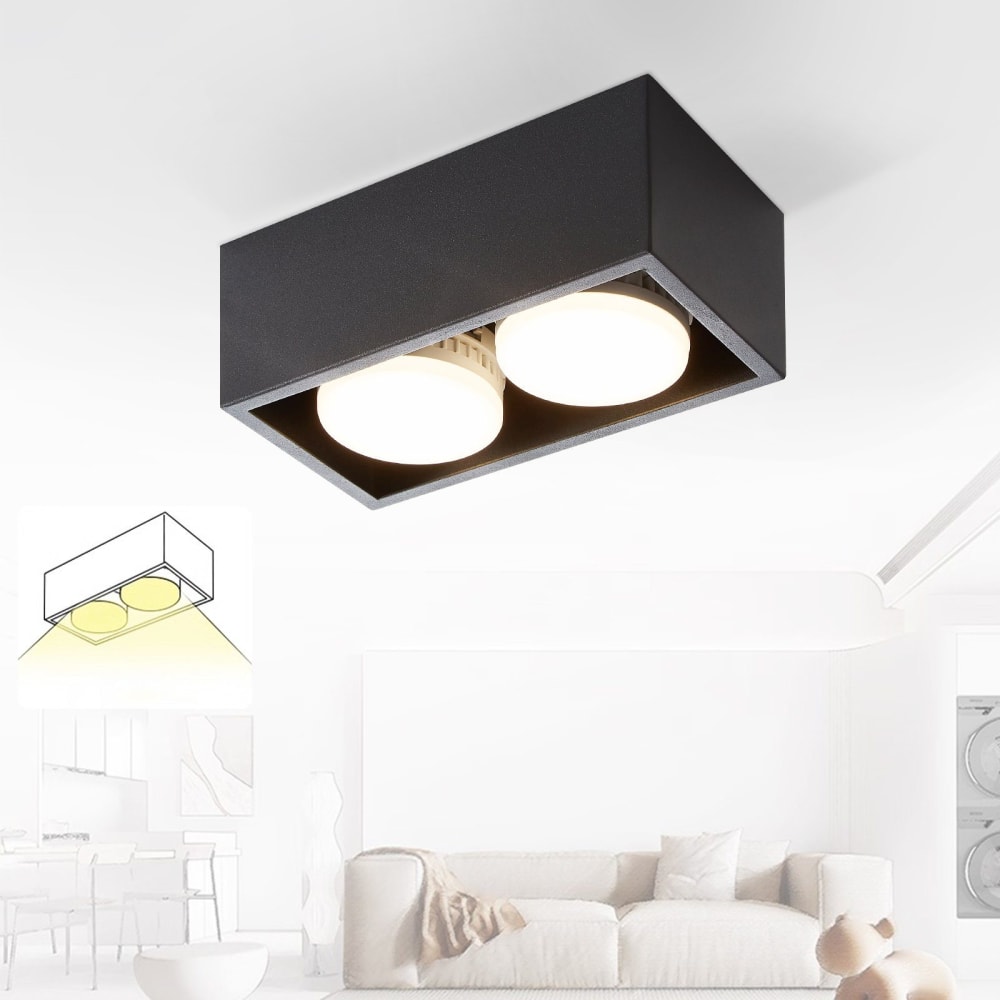 Spot de plafond en fer noir 20x10x8cm — vue 3