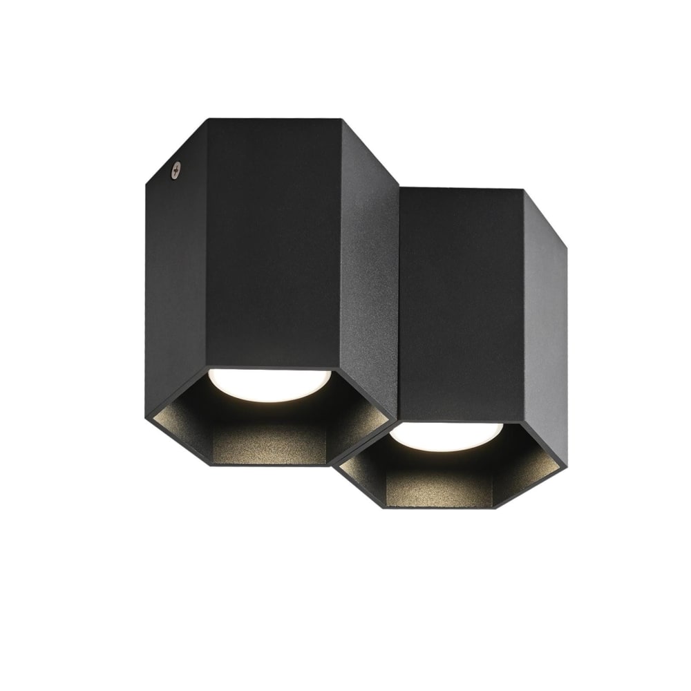 Spot de plafond en aluminium noir 19x11x12cm gu10