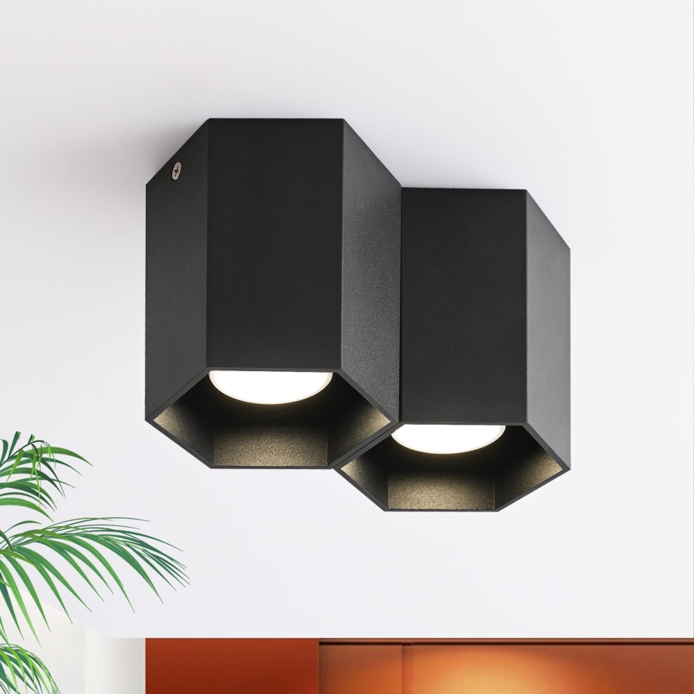 Spot de plafond en aluminium noir 19x11x12cm gu10 — vue 3