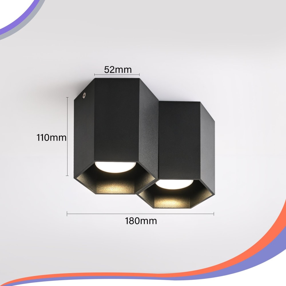 Spot de plafond en aluminium noir 19x11x12cm gu10 — vue 4