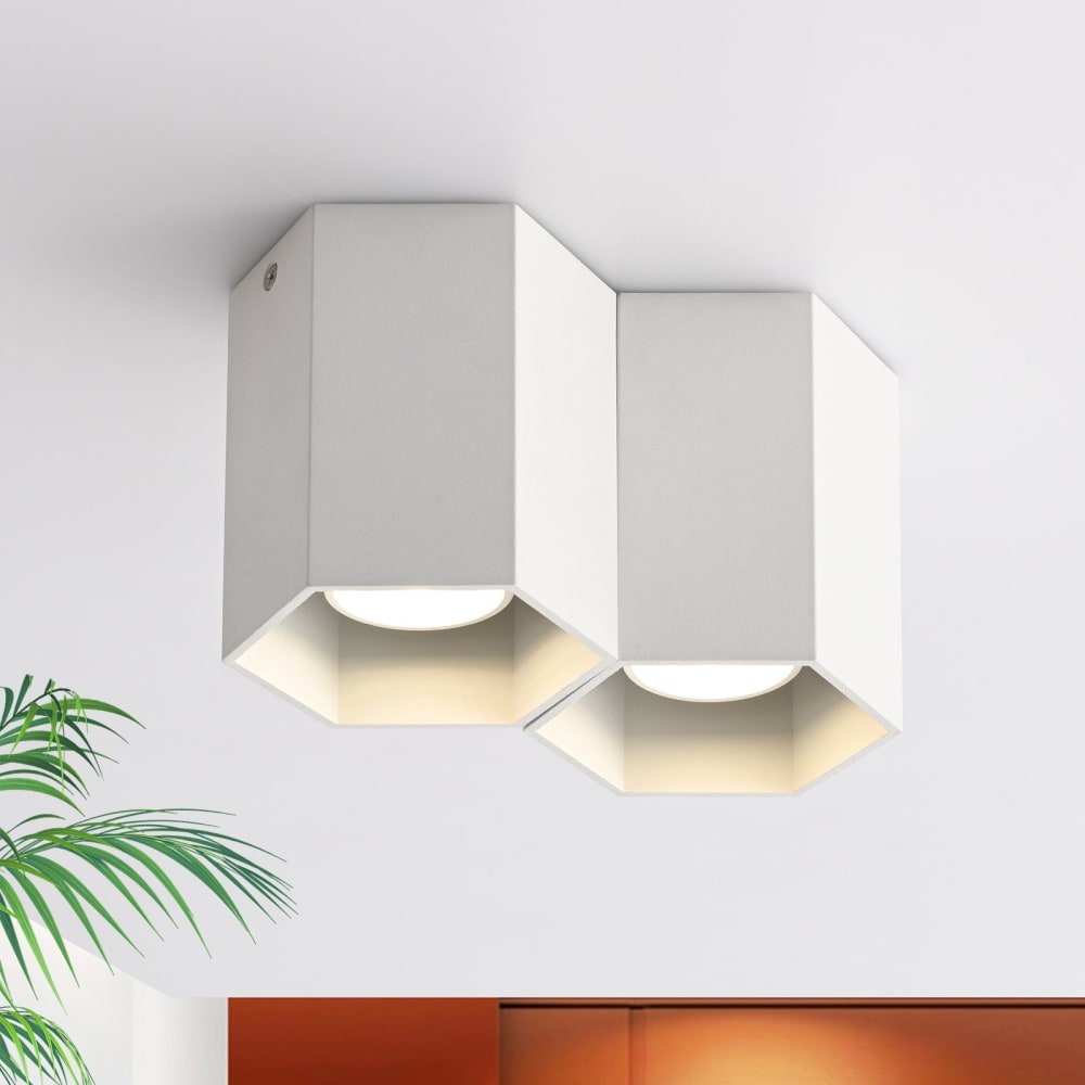 Spot de plafond en aluminium blanc 19x11x12cm gu10 — vue 3