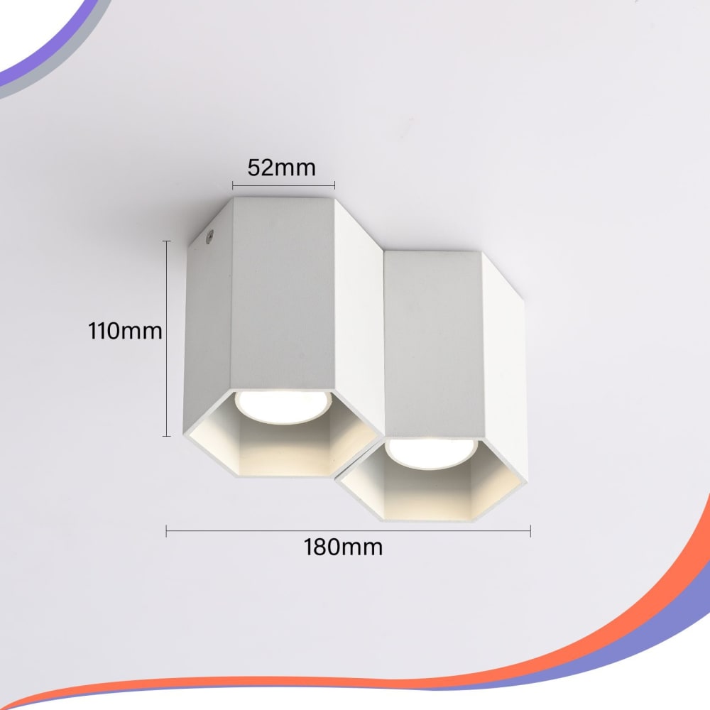 Spot de plafond en aluminium blanc 19x11x12cm gu10 — vue 4