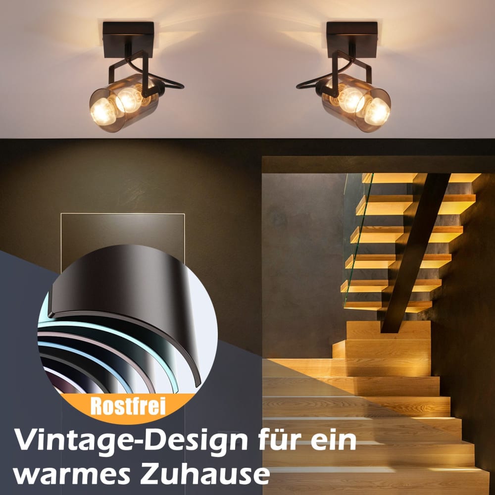 Spot de plafond en fer noir 9x18x16cm e14 — vue 3