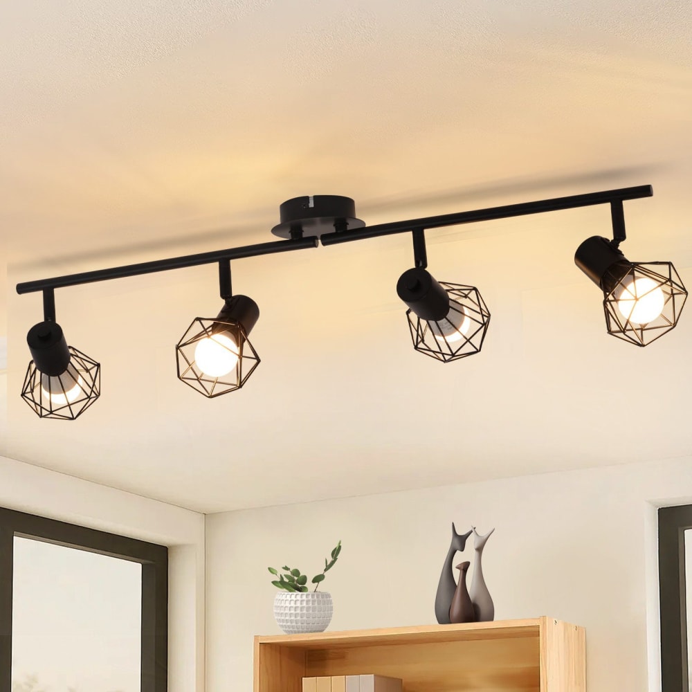 Spot de plafond en fer noir 71x20x9.5cm e14 — vue 3