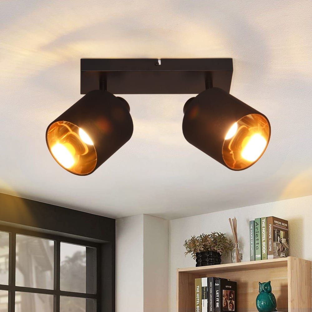 Spot de plafond en fer noir 28x16x13cm e14 — vue 3