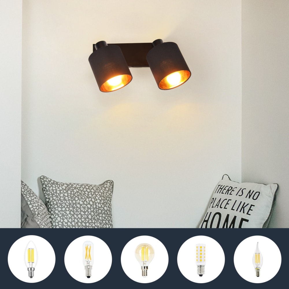 Spot de plafond en fer noir 28x16x13cm e14 — vue 4